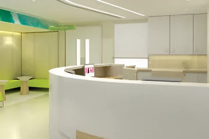 Hospital reception counter made with WPC boards