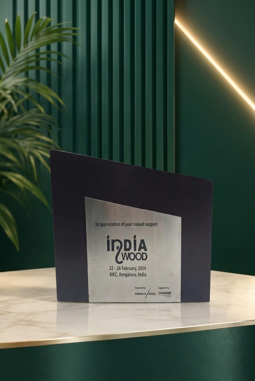 IndiaWood 2024 appreciation plaque, BIEC, Bengaluru, India