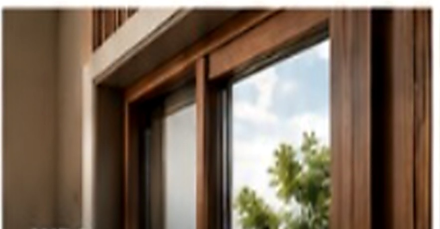 Wood-finish window frame seen from inside a room