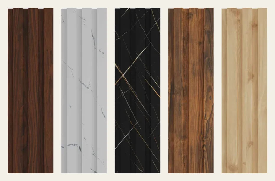 Green Plastwood 12 mm 2G louver panels in five designs