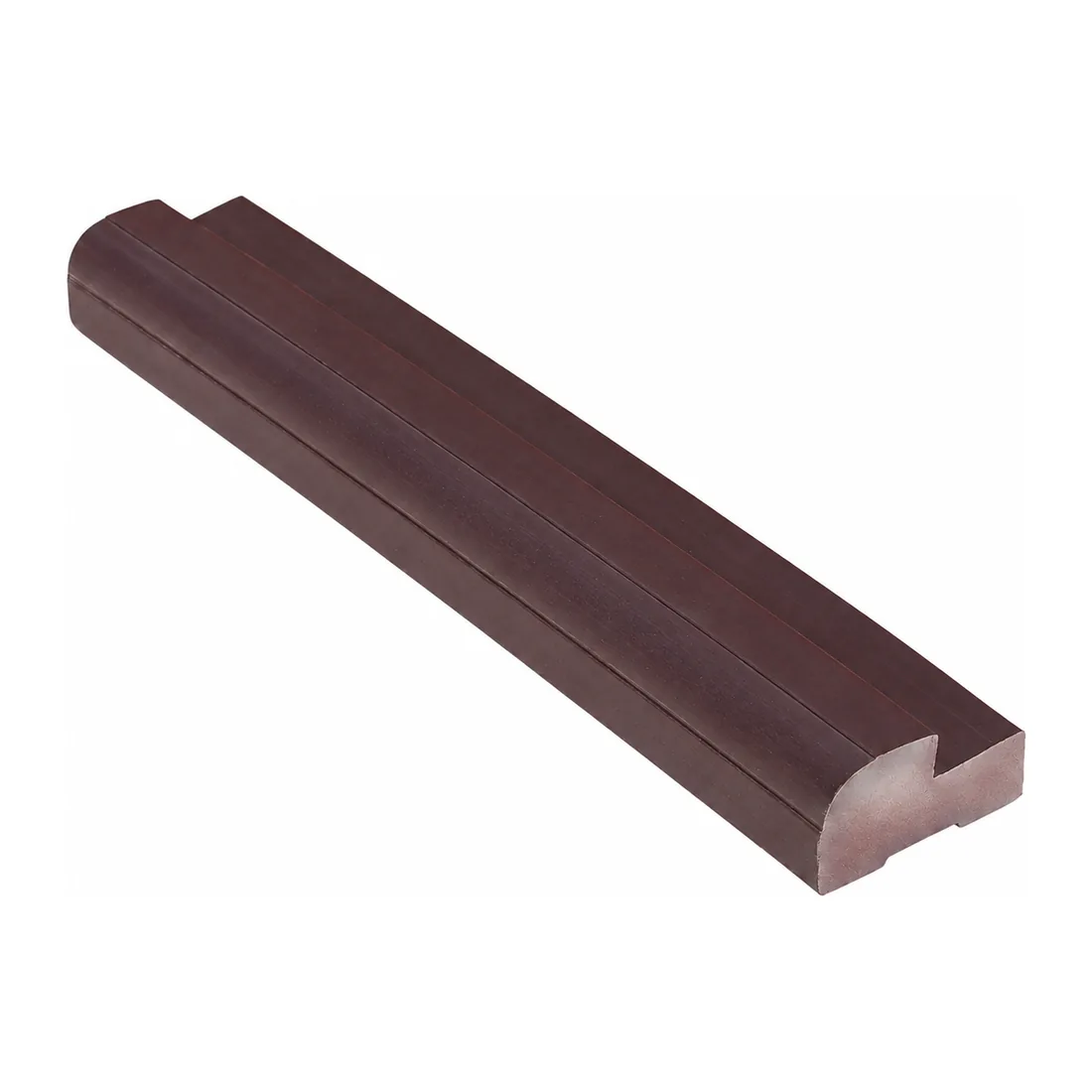 WPC window frame profile in Coco Brown with a rounded edge