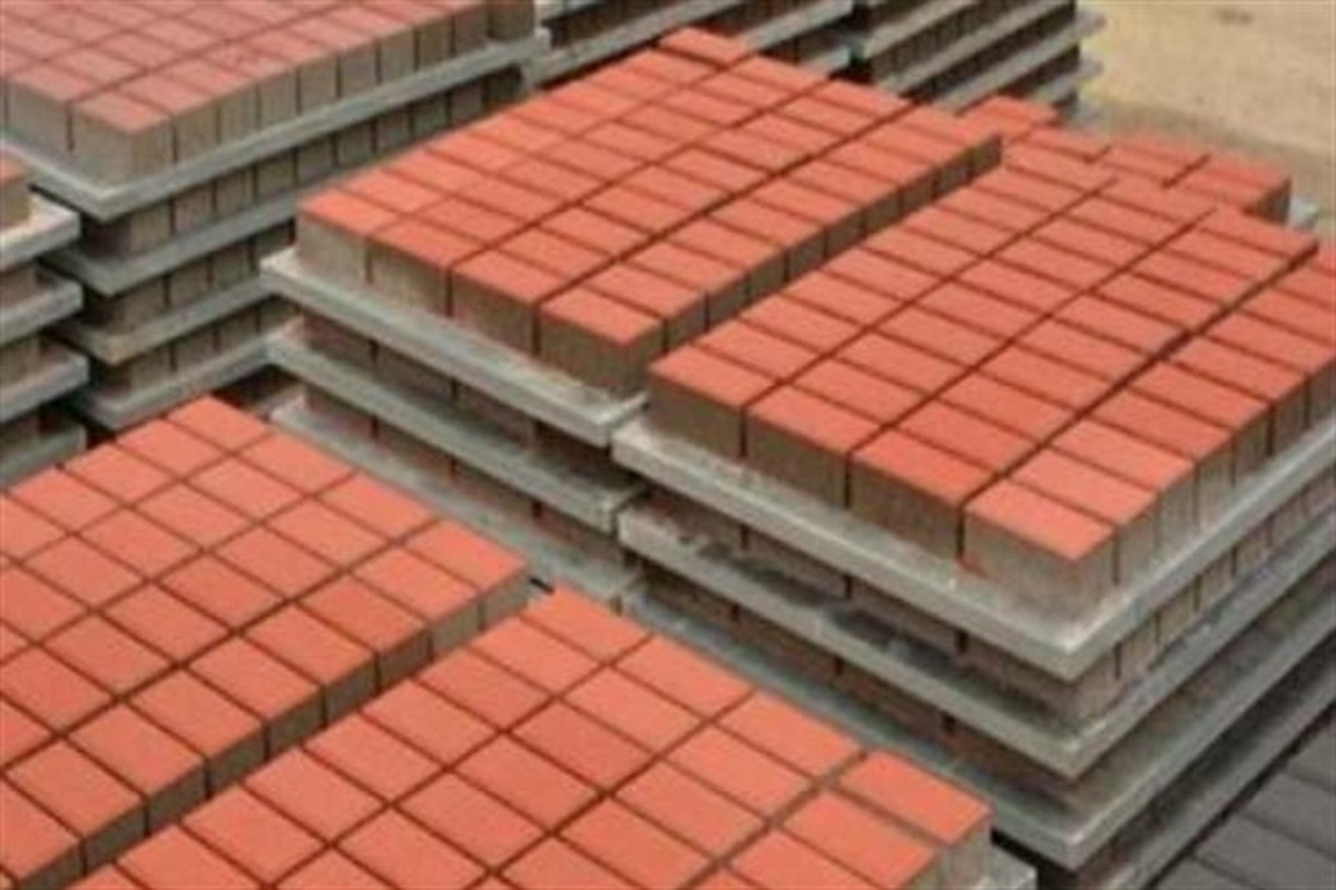 Pallets stacked in a brick plant