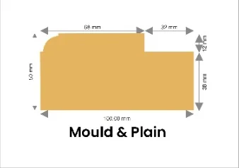 WPC chaukhat 100 × 50 mm Mould & Plain profile drawing with dimensions