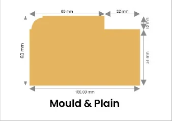 WPC chaukhat 100 × 63 mm Mould & Plain profile drawing with dimensions