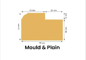 Mould & Plain chaukhat profile drawing, 75 × 50 mm