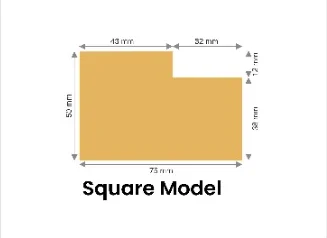 Square chaukhat profile drawing, 75 × 50 mm